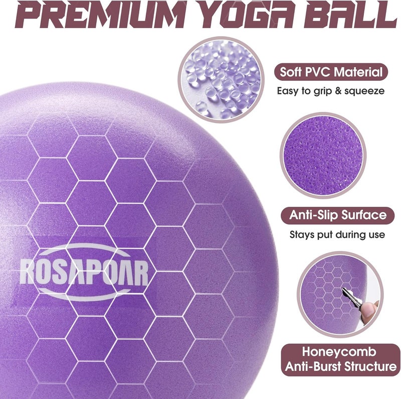 ROSAPOAR Small Exercise Ball - 9 Inch Mini Pilates Ball, Anti-Burst Yoga Ball for Stretching & Core Strength Workout, Physical Therapy & Yoga at Home Gym & Office - Image 4